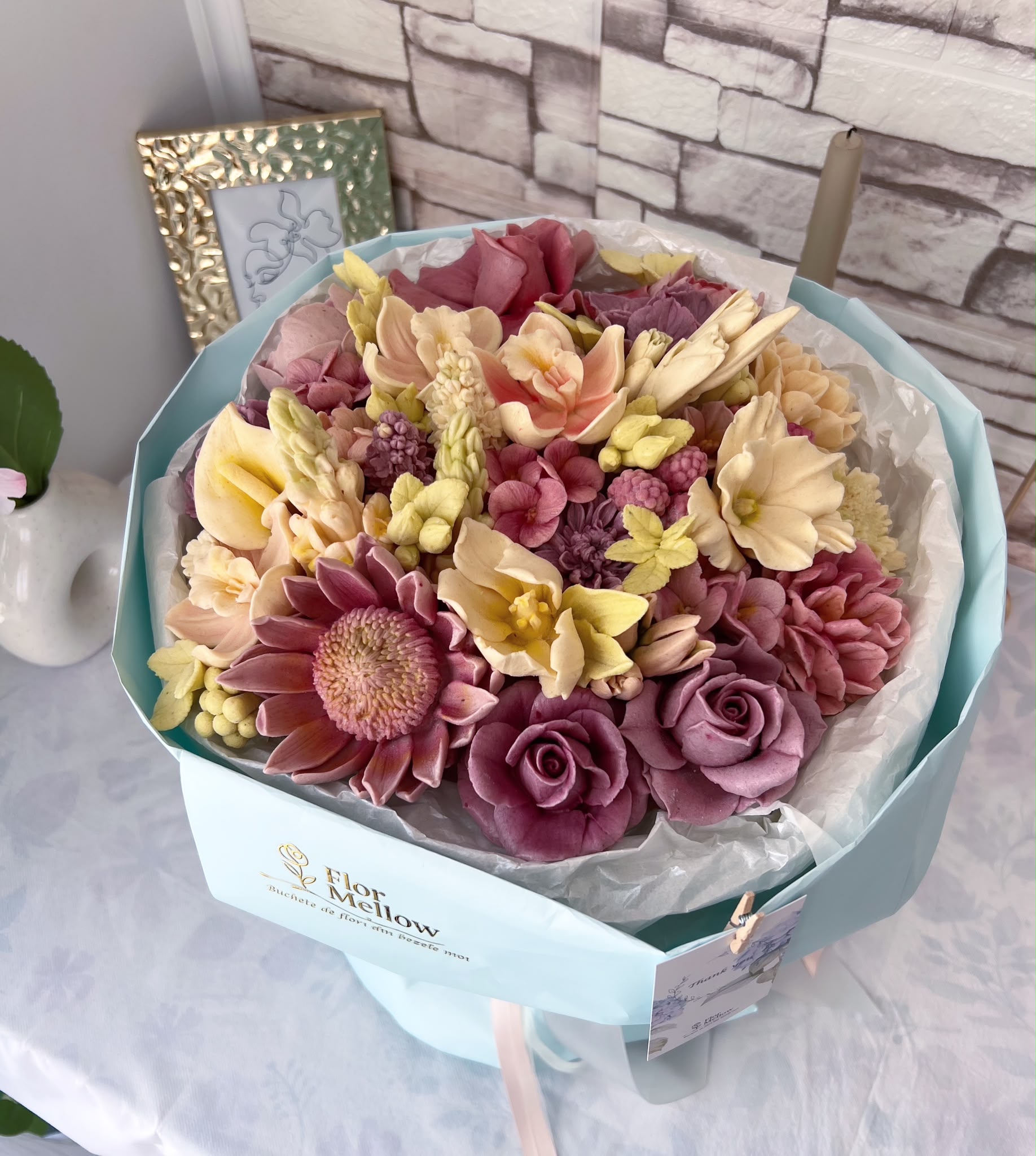 Pastel Protea Bouquet buchet mare cu floare de Protea din bezea